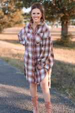 Rustic Plaid Button Front Dress