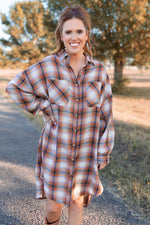 Rustic Plaid Button Front Dress