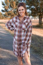 Rustic Plaid Button Front Dress