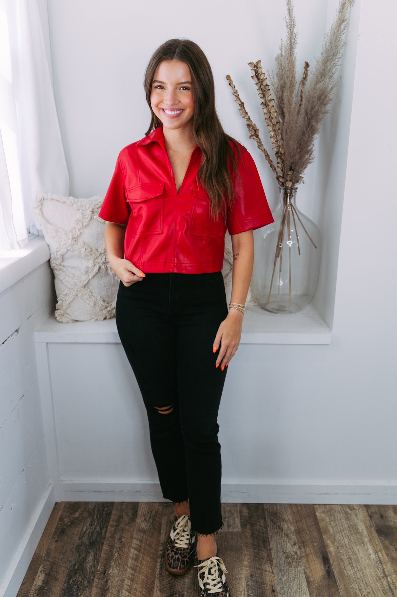 Foxy Faux Leather Top
