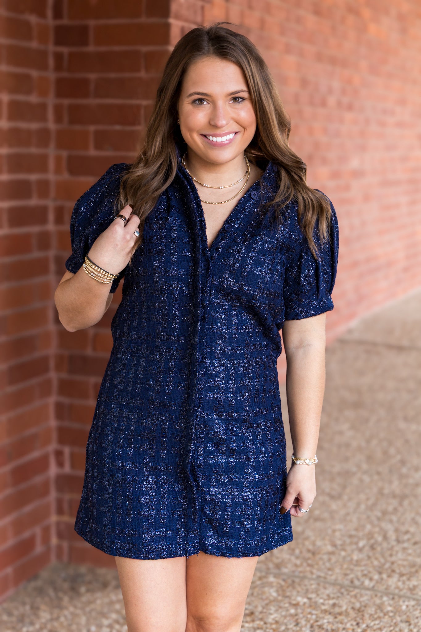 Vivienne Tweed Dress - Navy