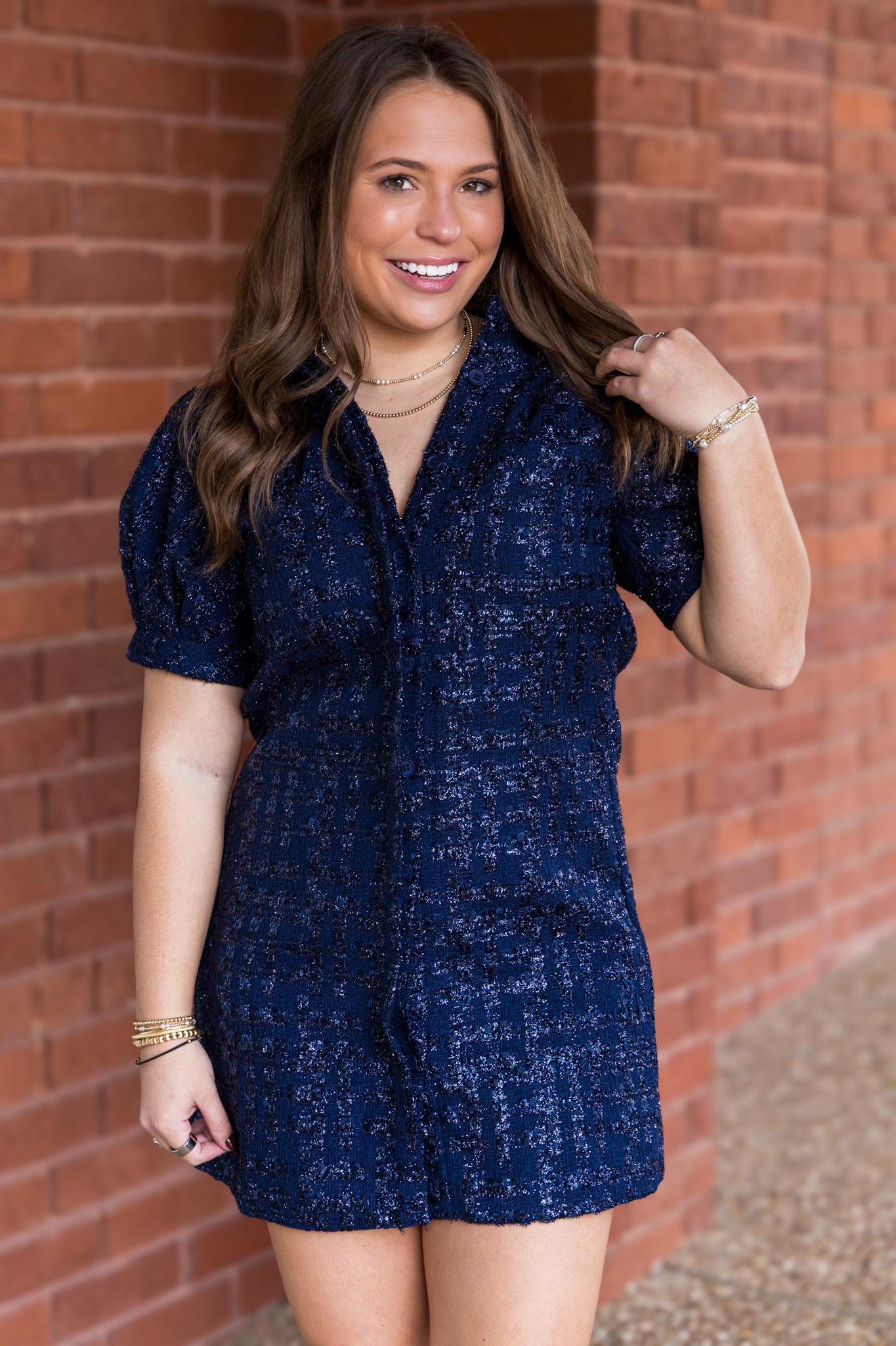 Vivienne Tweed Dress - Navy