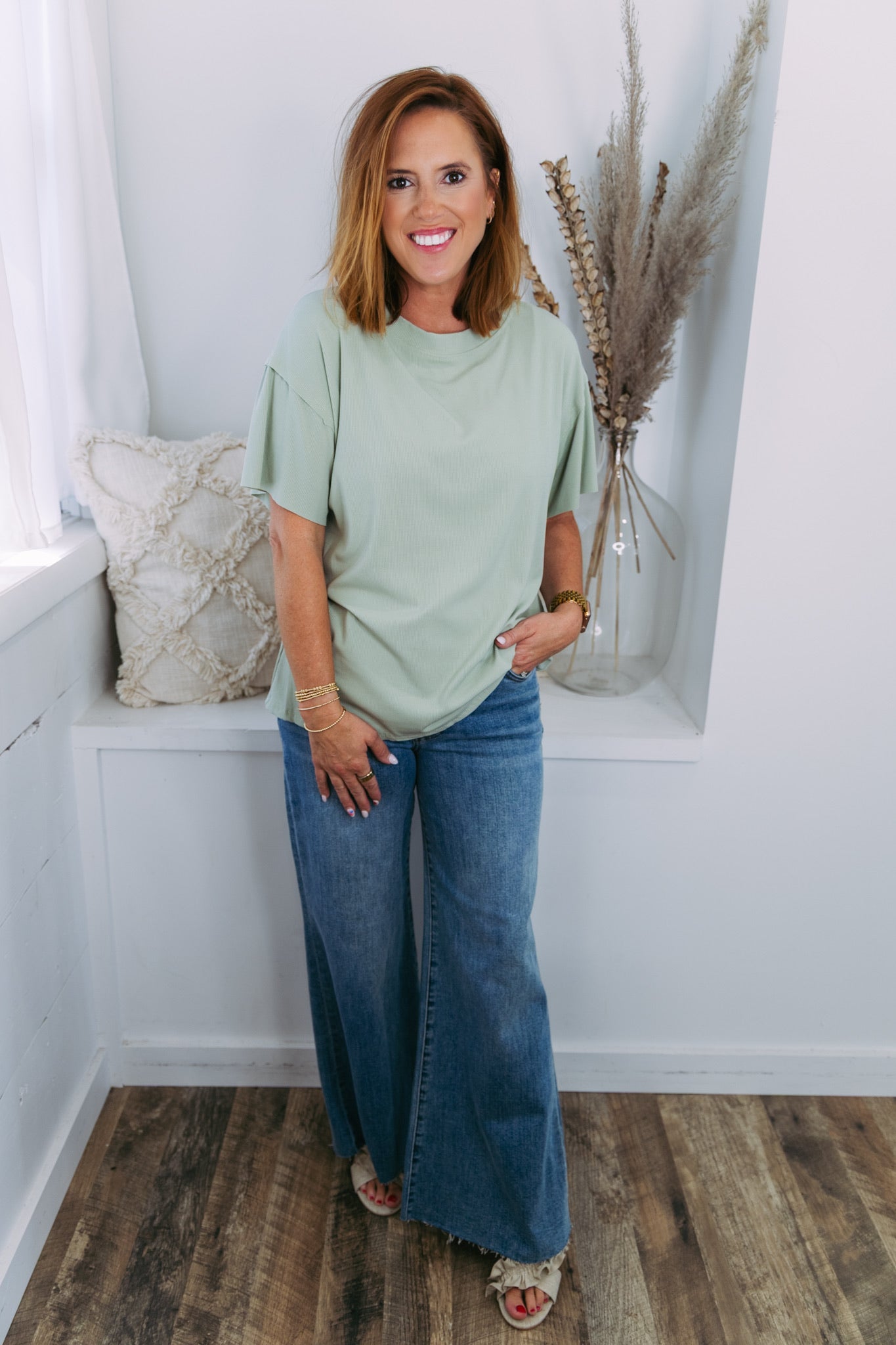 Basic Ribbed Top - Sage