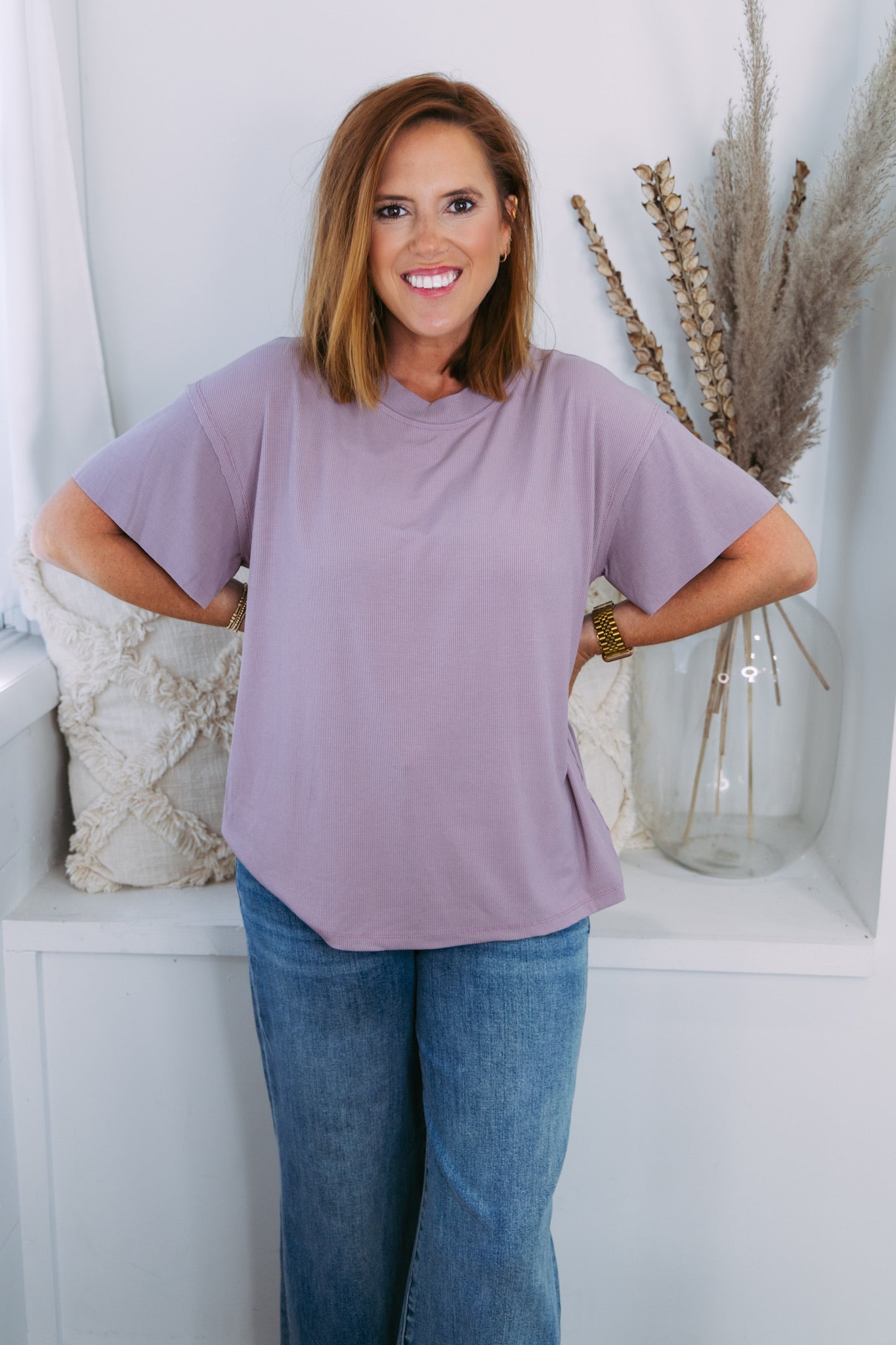 Solid Rib Knit Top - Lilac
