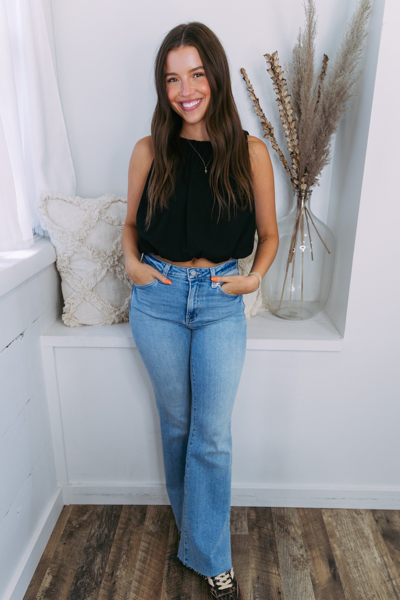 Bubble Sleeveless Top - Black