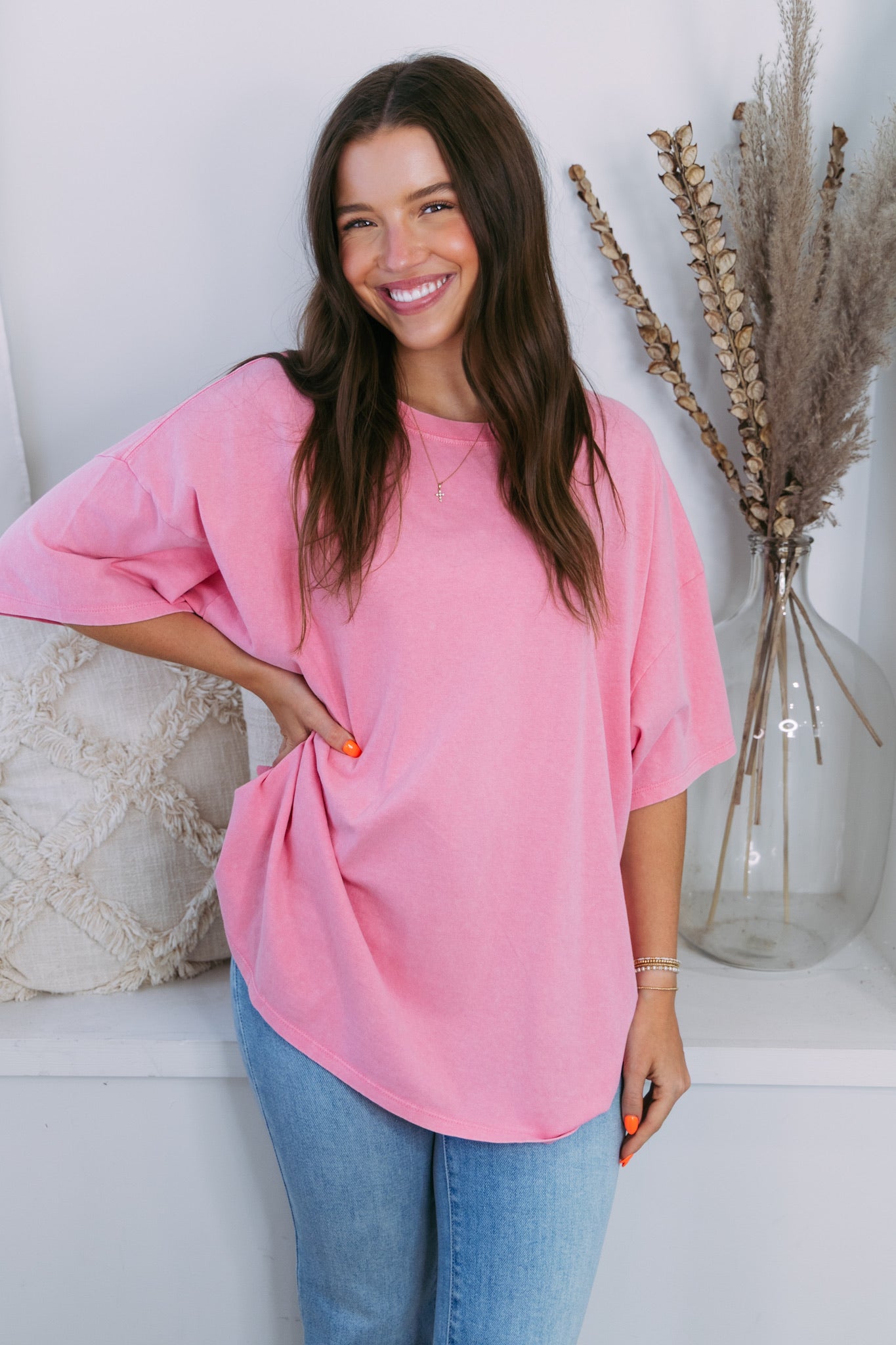 Our Favorite Oversized Basic Tee - Taffy Pink