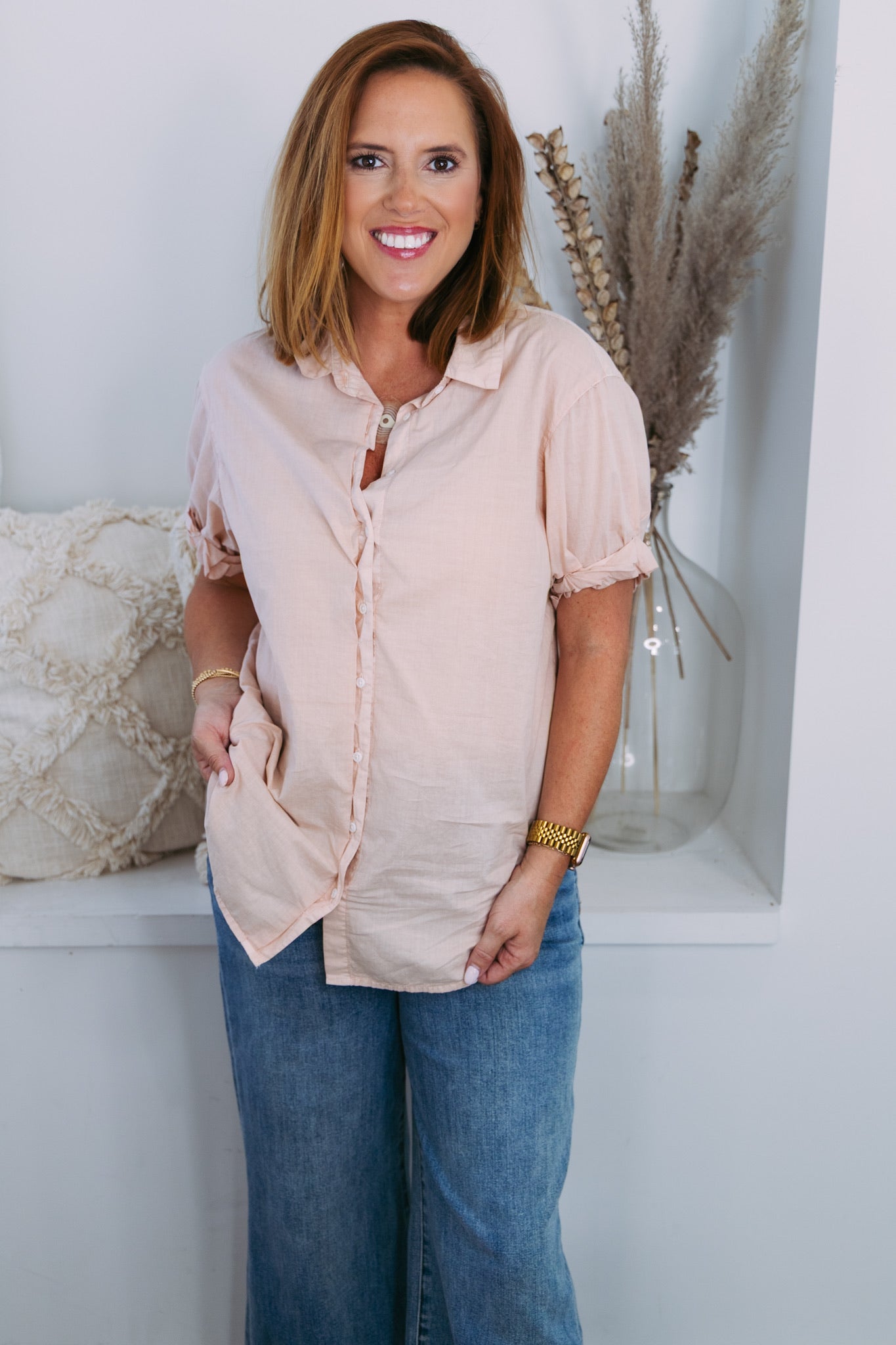 [Dear John] Benning Poplin Top - Cameo Rose