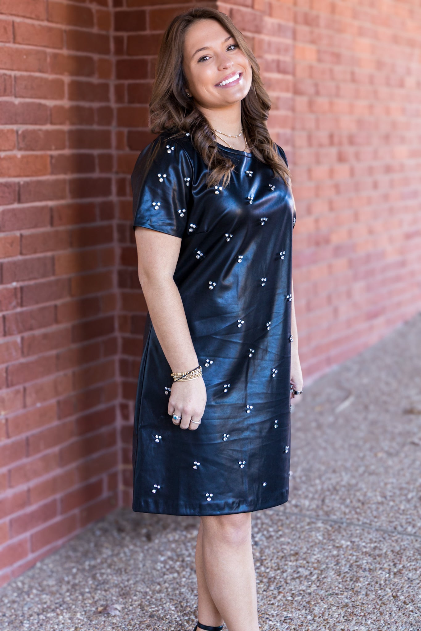 Sansa Embellished Vegan Leather Dress