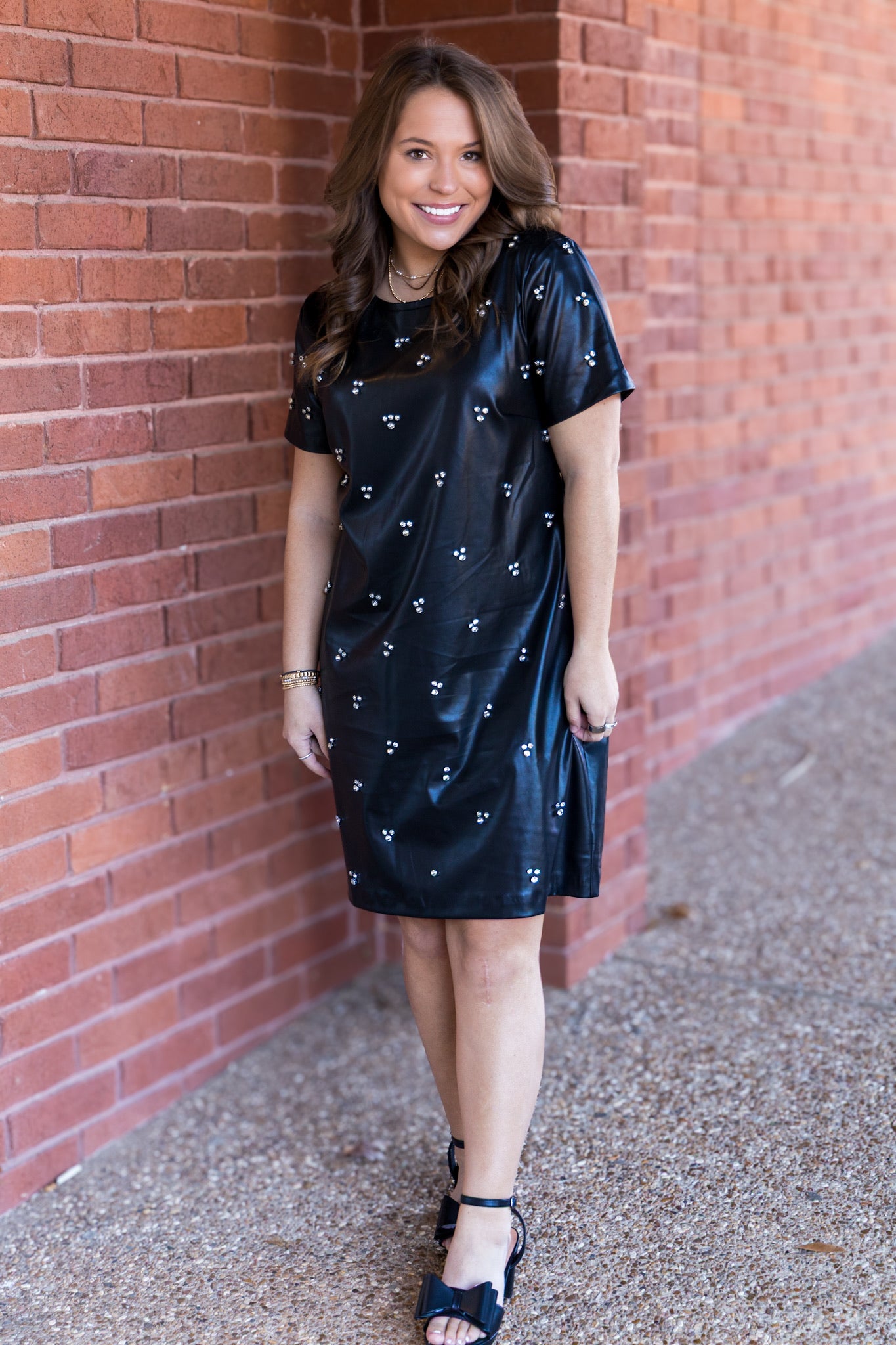 Sansa Embellished Vegan Leather Dress