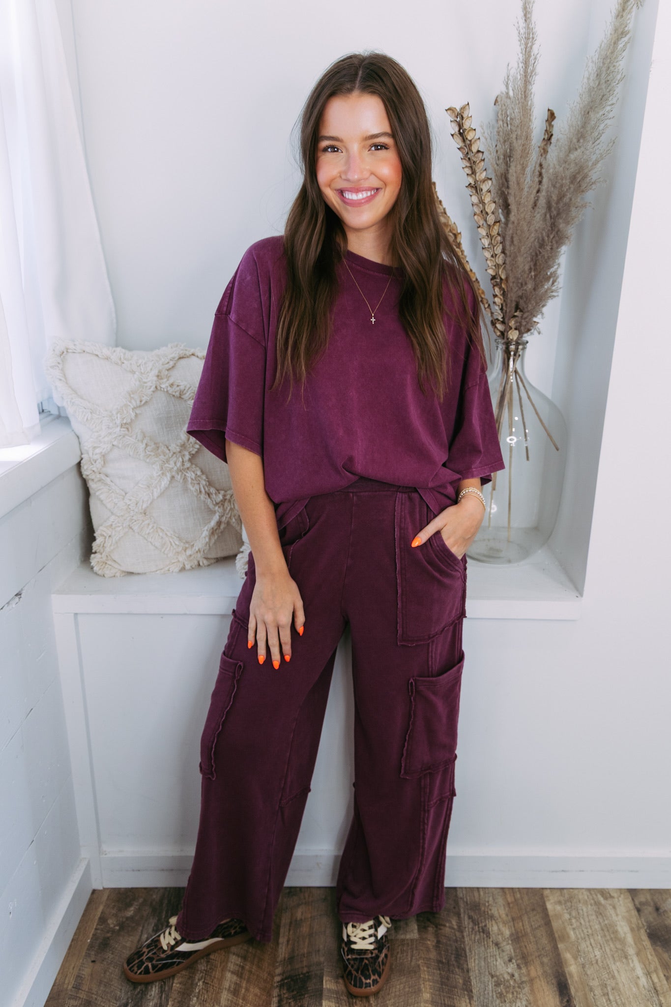 Raleigh Raw Hem Sweatpants - Dark Cherry