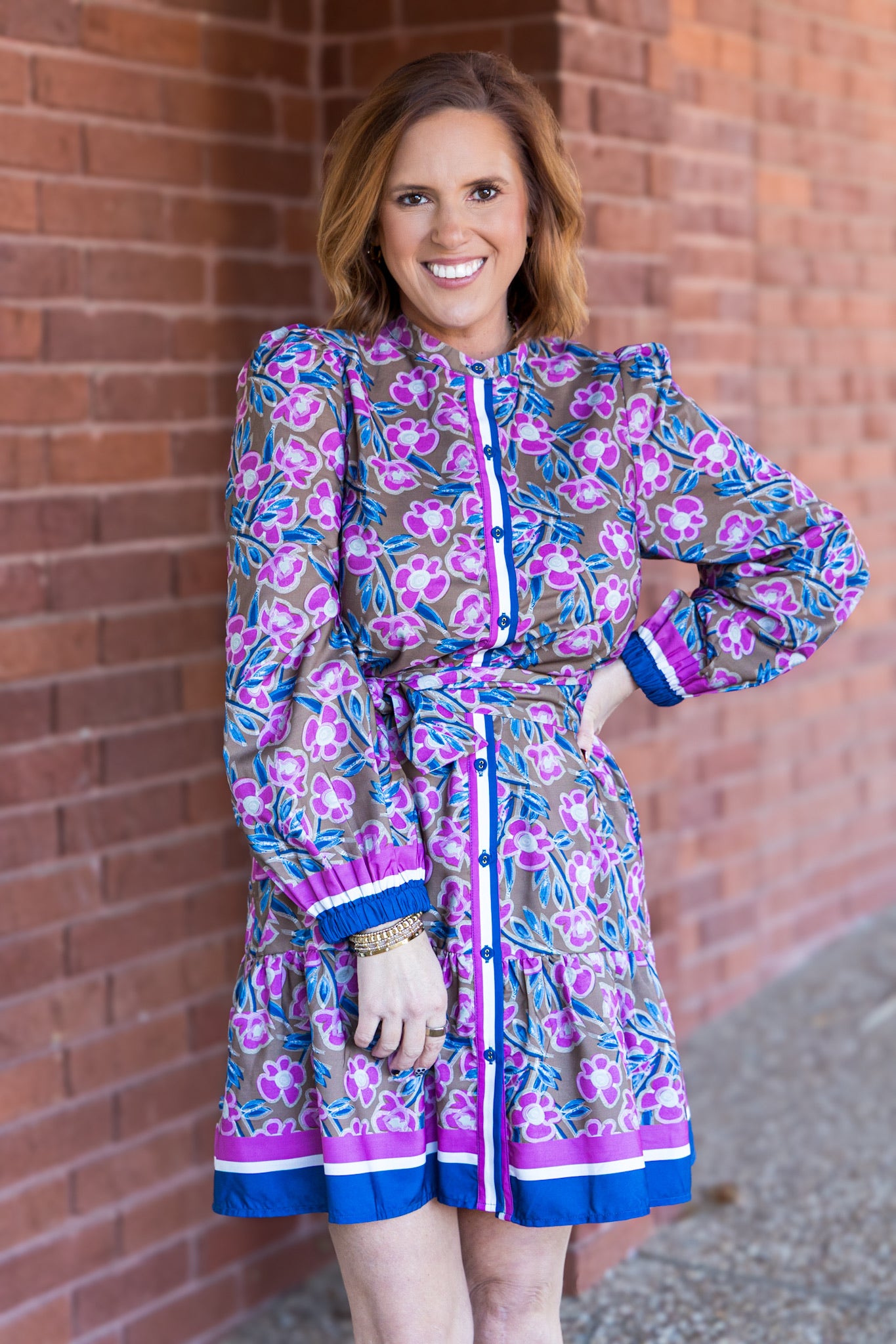 Rosewood Ruffles Hem Shirt Dress