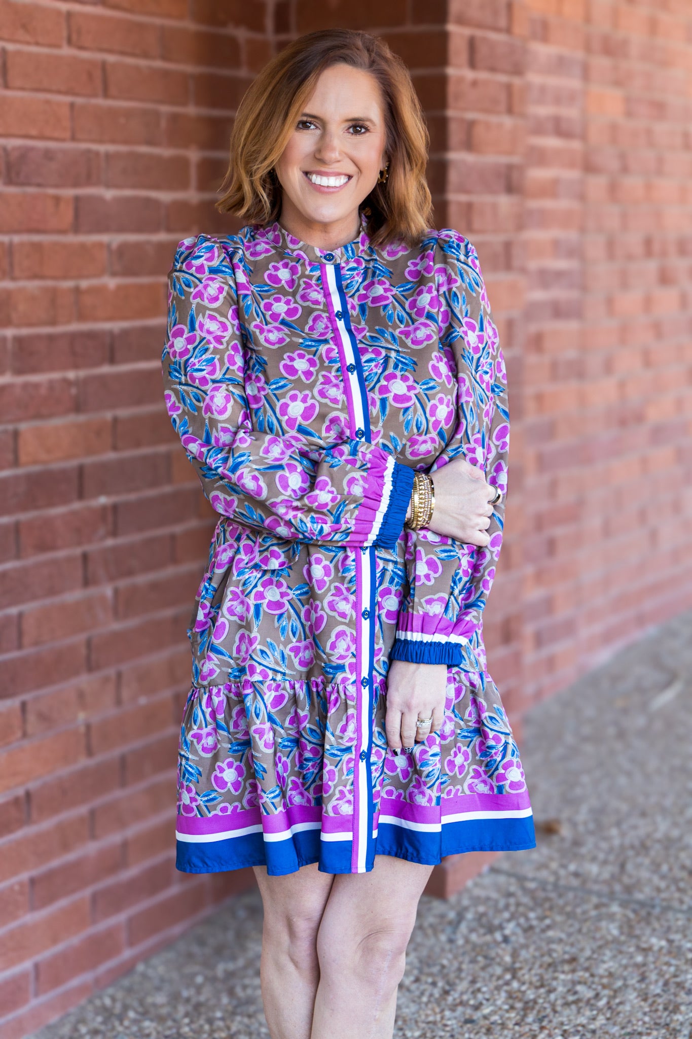 Rosewood Ruffles Hem Shirt Dress