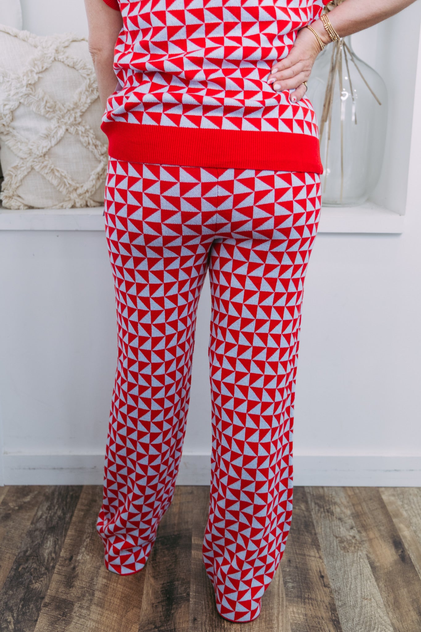 Red Robin Retro Check Knit Pants