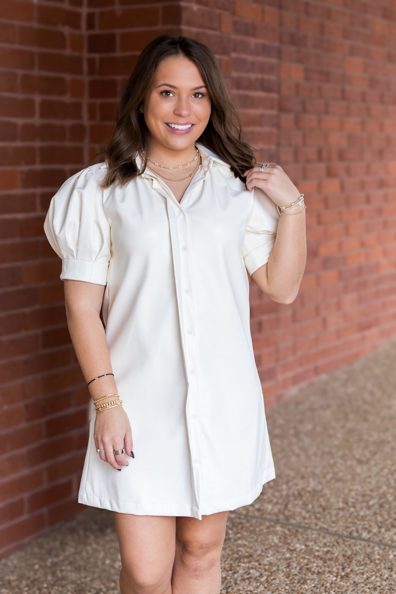 Vivienne Pleather Mini Dress - Ivory