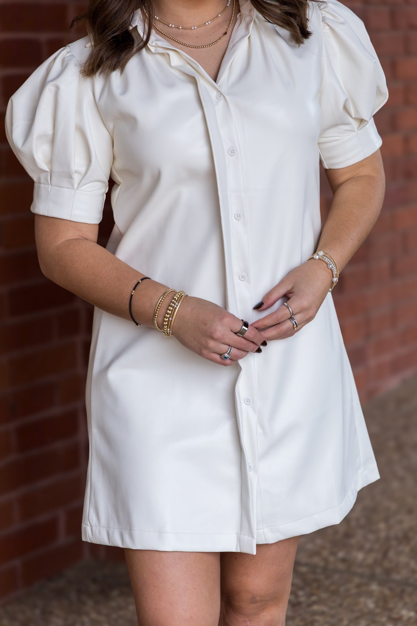 Vivienne Pleather Mini Dress - Ivory