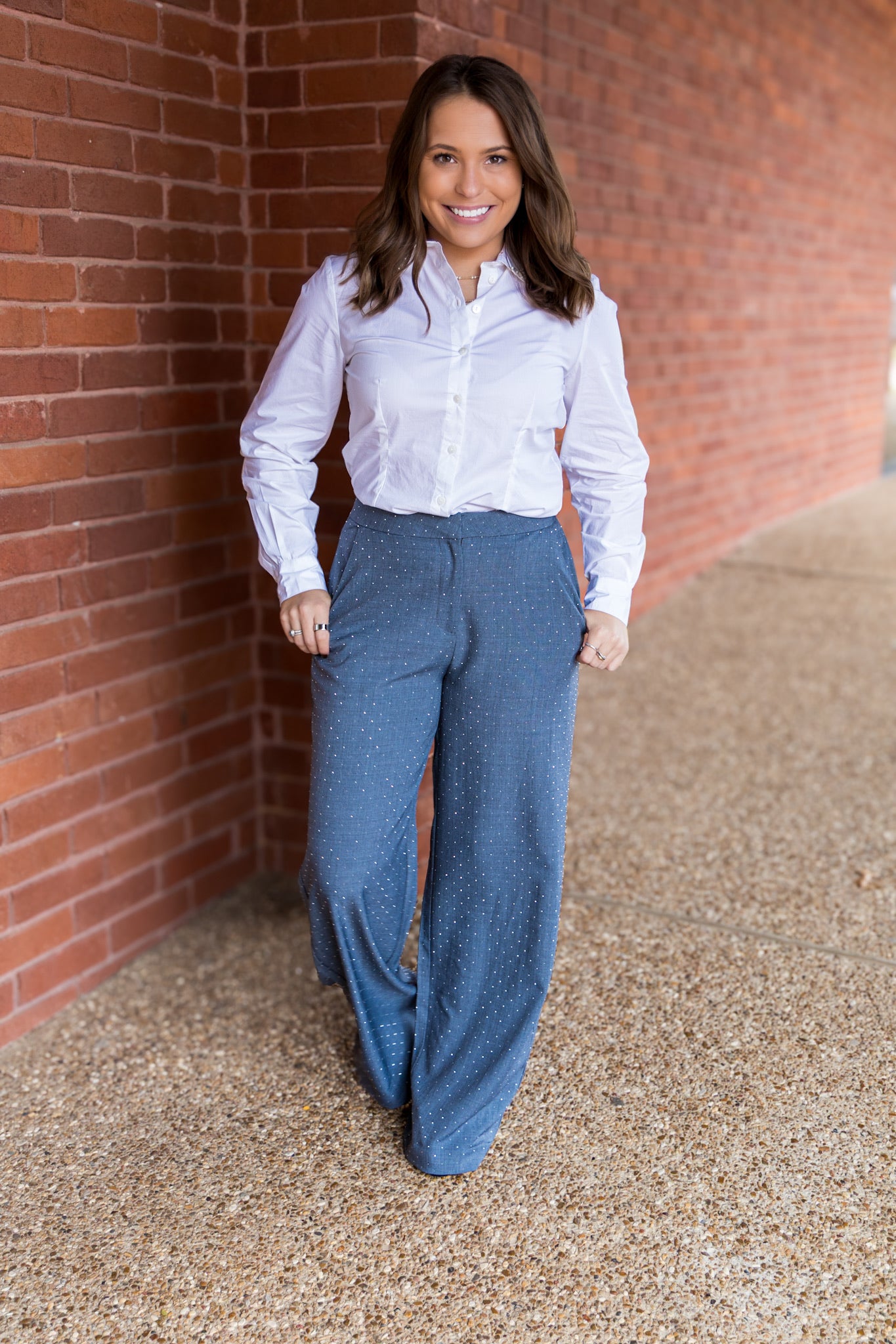 Diamond + Pearl Collared Button Front Top