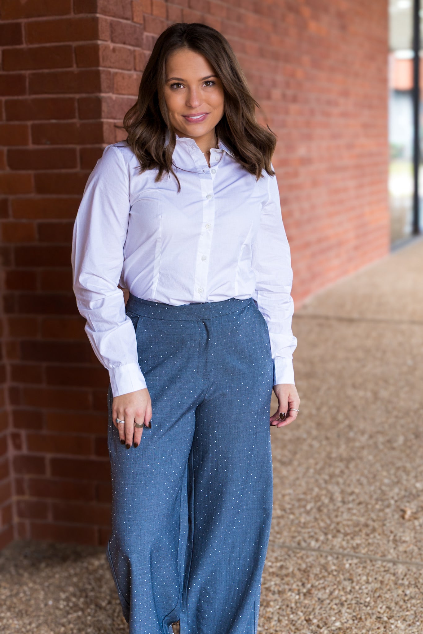 Diamond + Pearl Collared Button Front Top