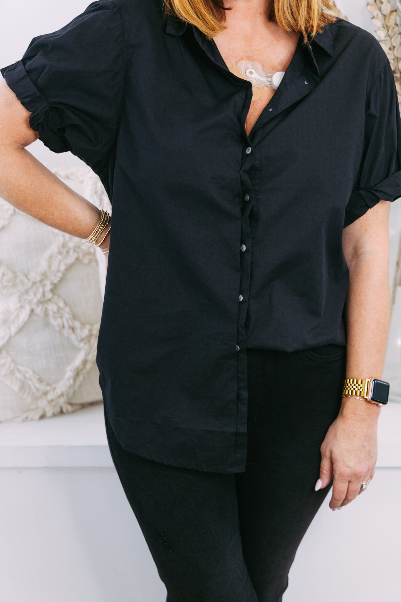 [Dear John] Benning Poplin Top - Black