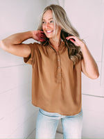 Aly Button Down Top - camel