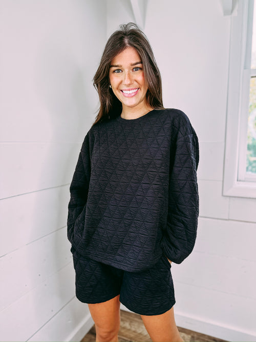 Elise Quilted Sweater - black