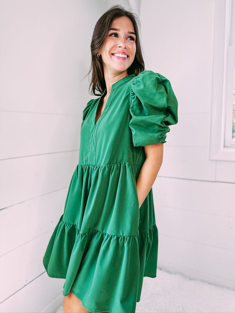 Fly Through Tiered Dress - green