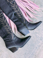 Stoney Knee High Cowboy Boots- Black
