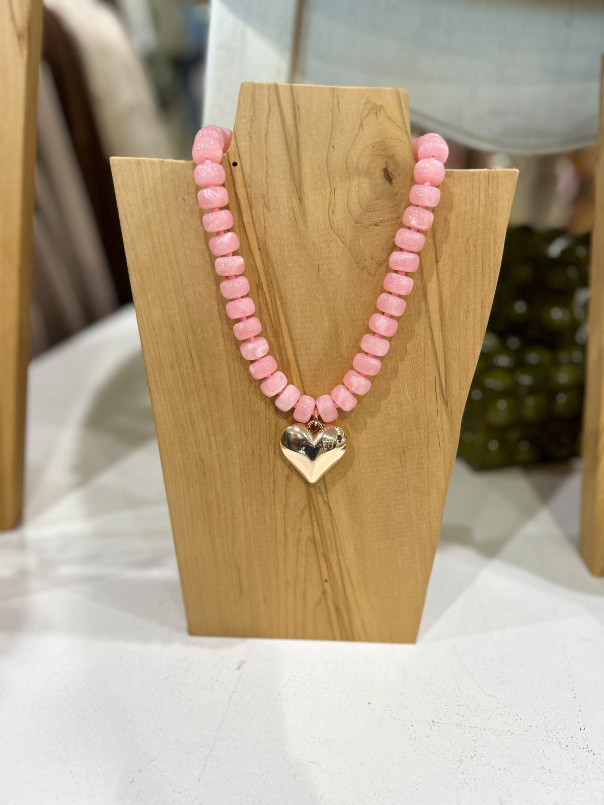 Baby Pink Chunky Heart Necklace