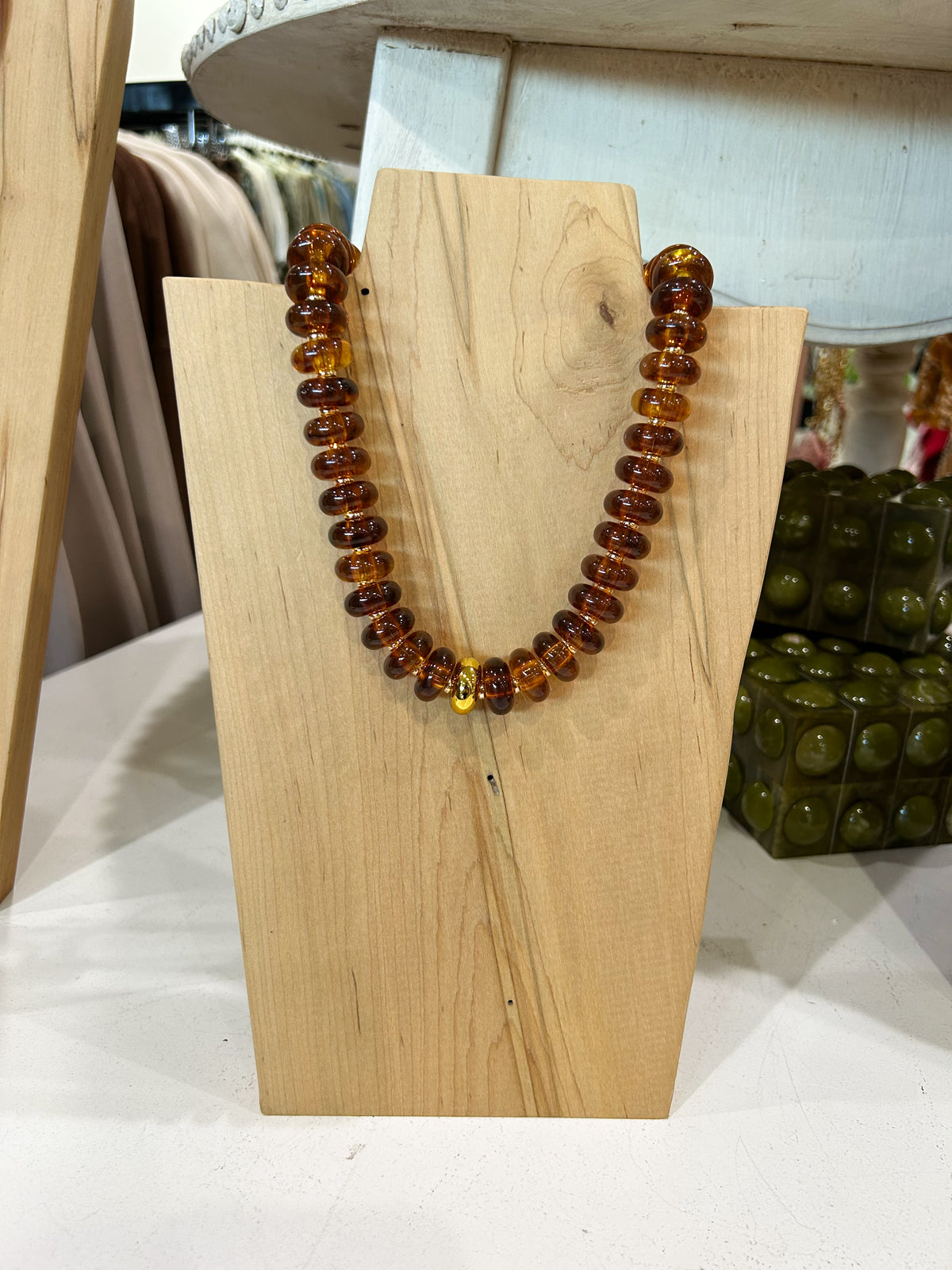 Chunky Resin Necklace - Brown