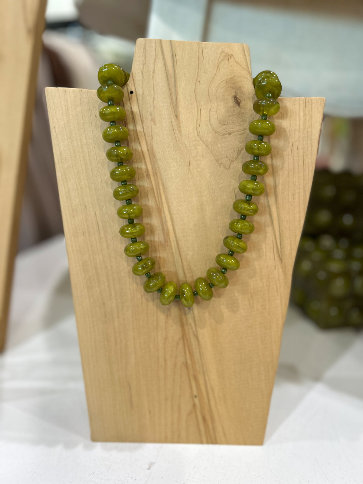 Olive Beaded Necklace