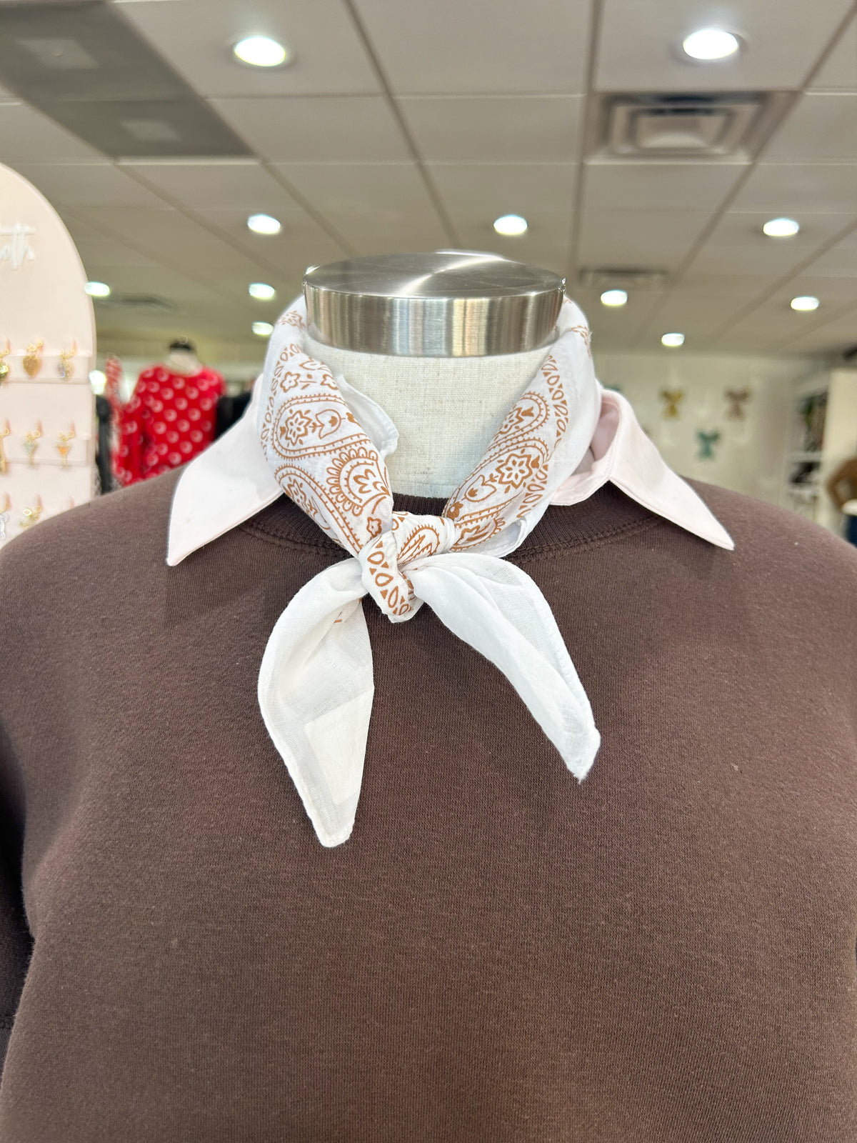 White and Copper Paisley Bandana