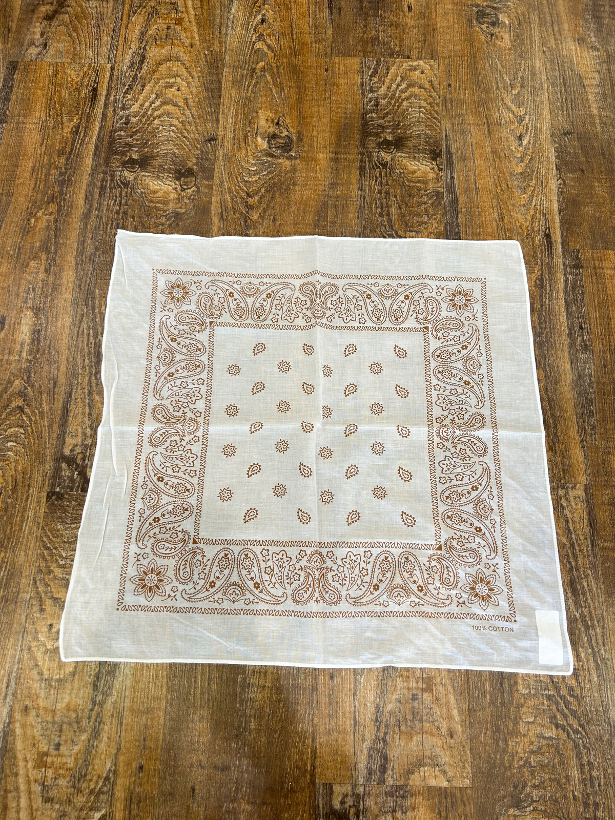 White and Copper Paisley Bandana