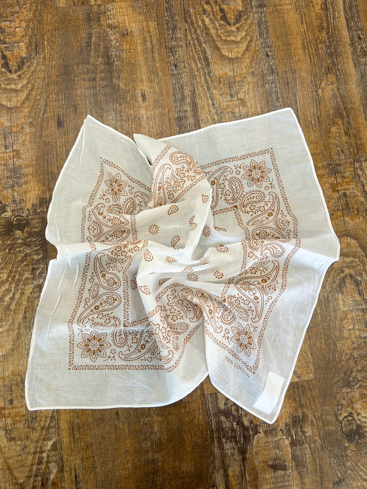 White and Copper Paisley Bandana