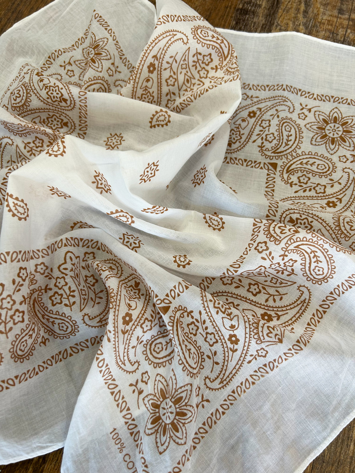 White and Copper Paisley Bandana