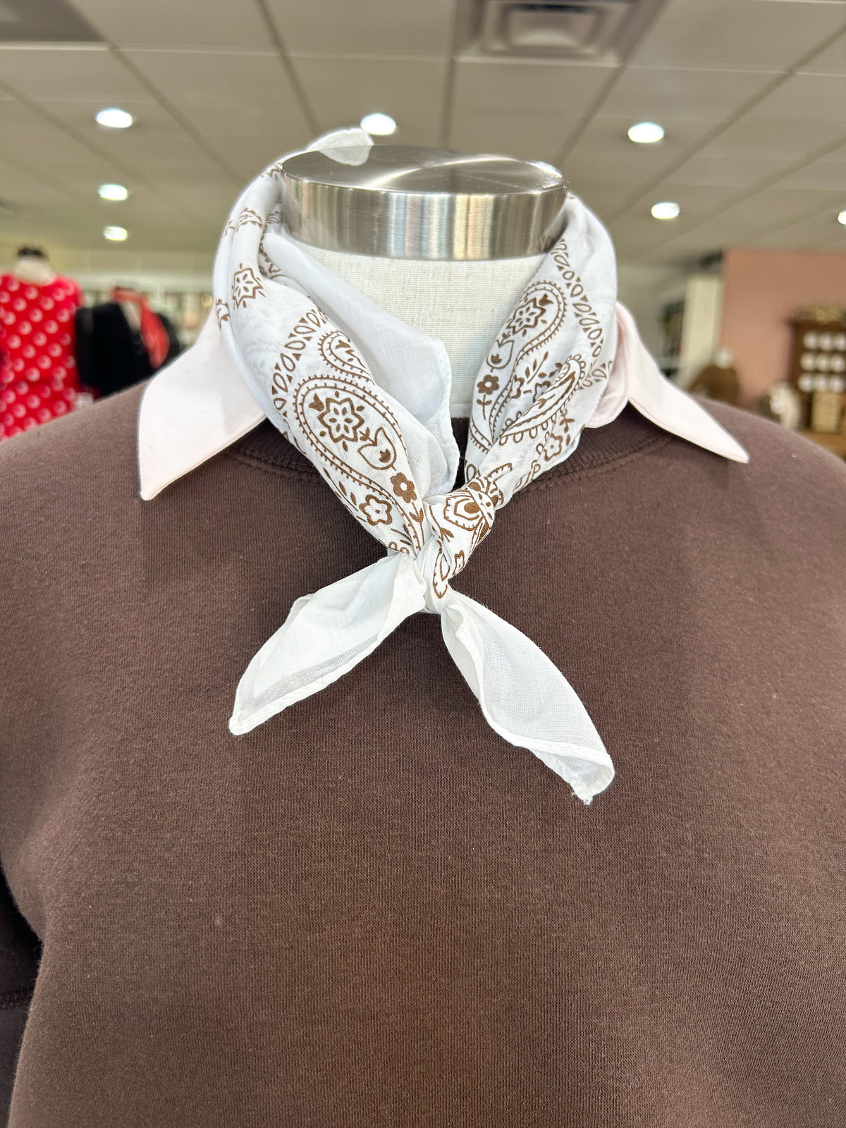 White and Brown Paisley Bandana