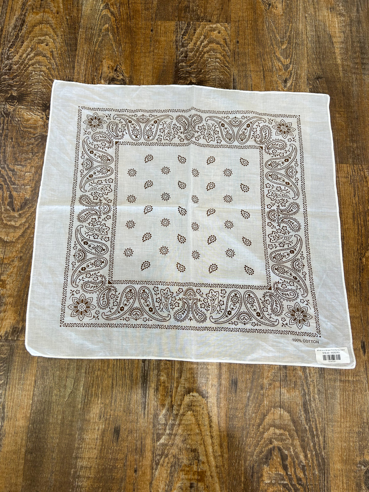 White and Brown Paisley Bandana