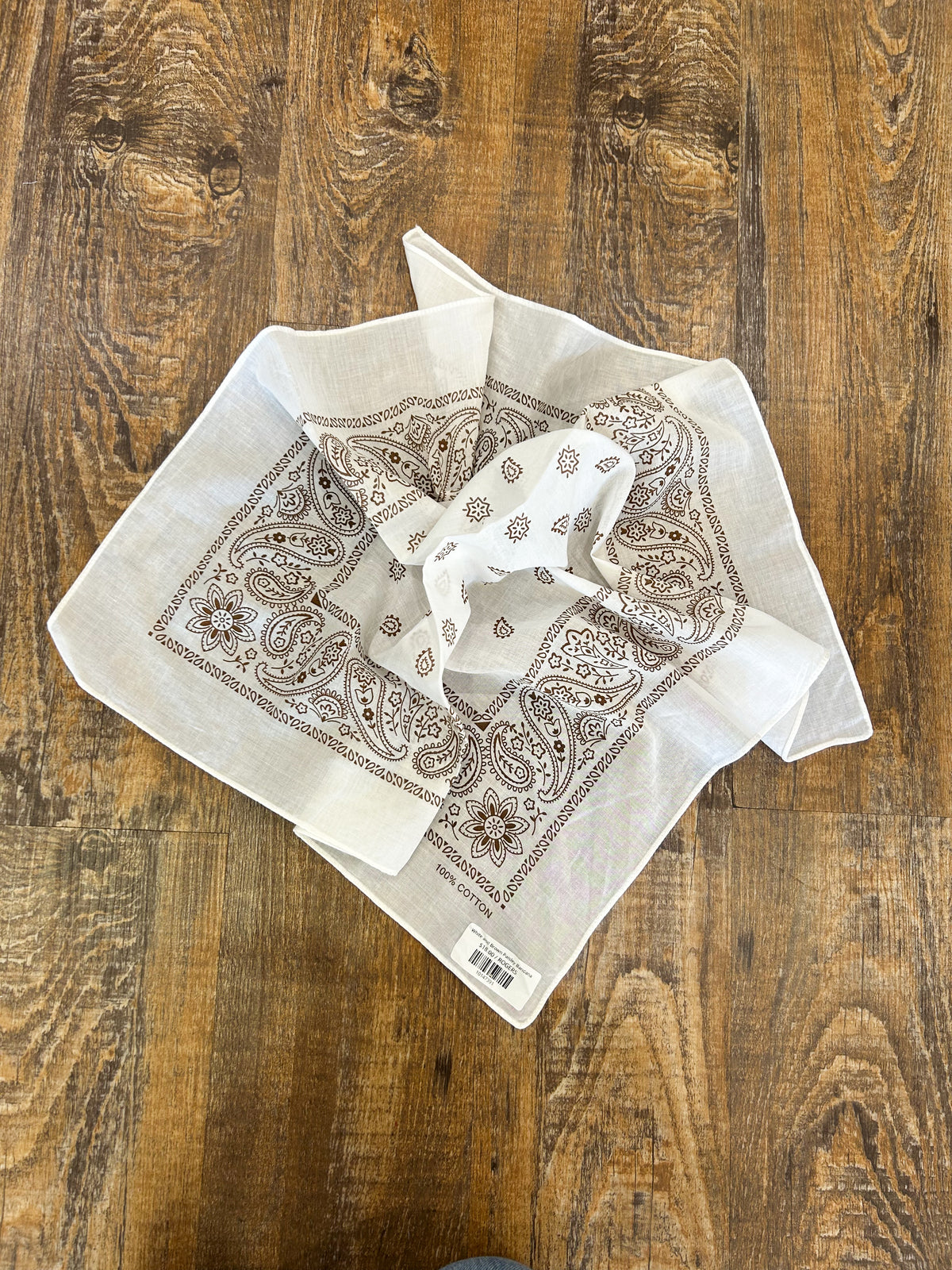 White and Brown Paisley Bandana