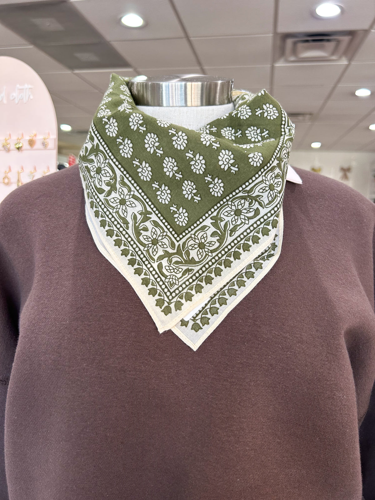 Olive Floral Bandana
