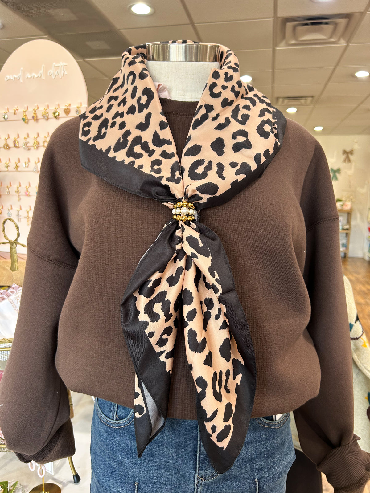 Large Tan Leopard Scarf