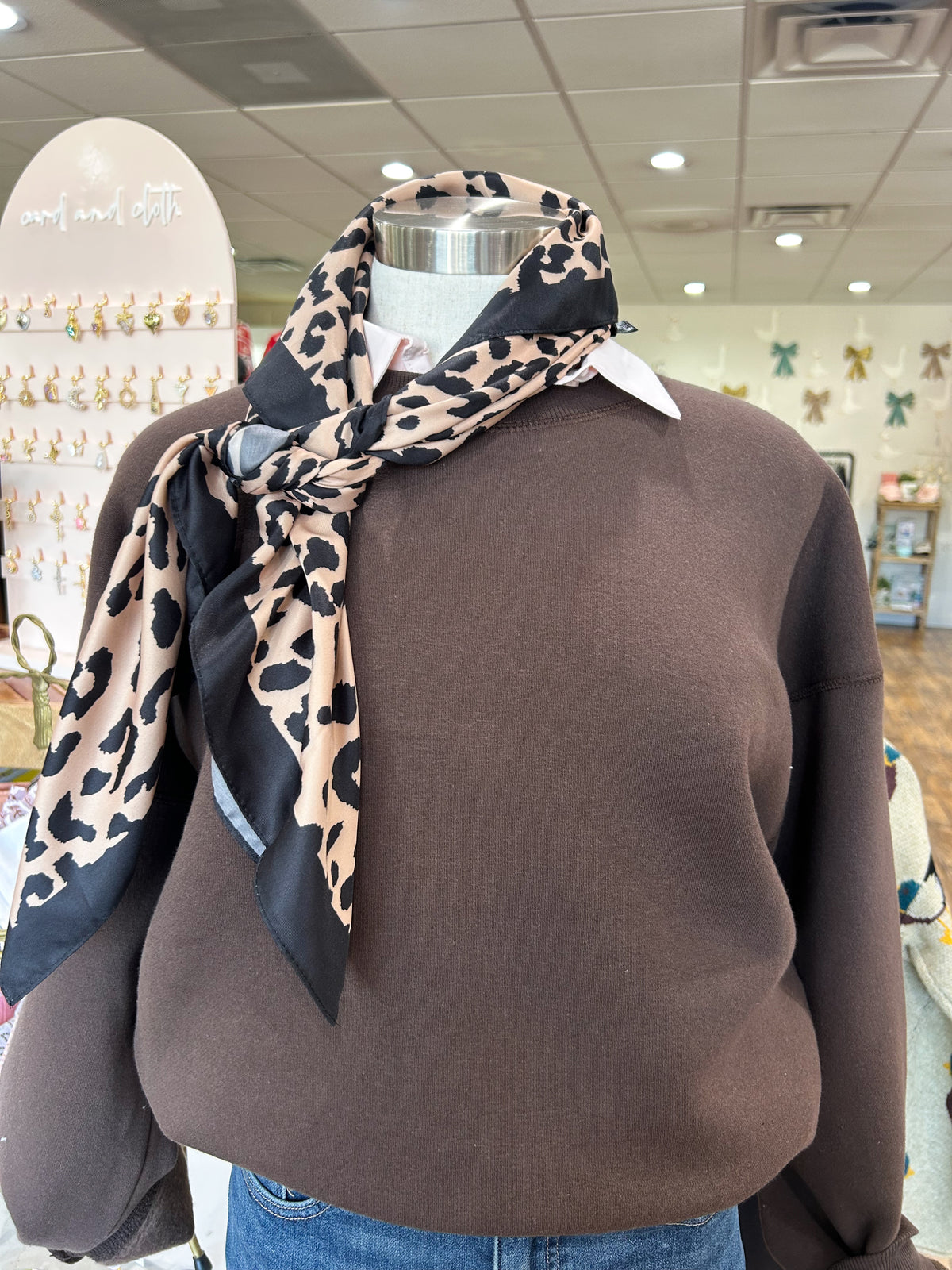 Large Tan Leopard Scarf