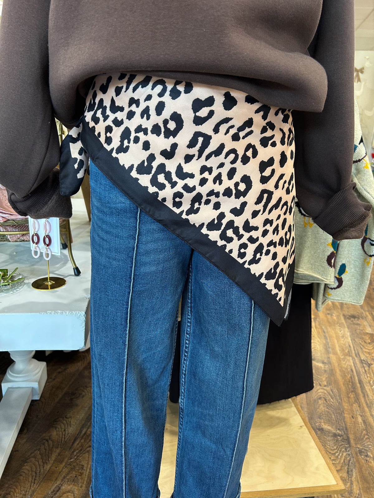 Large Tan Leopard Scarf