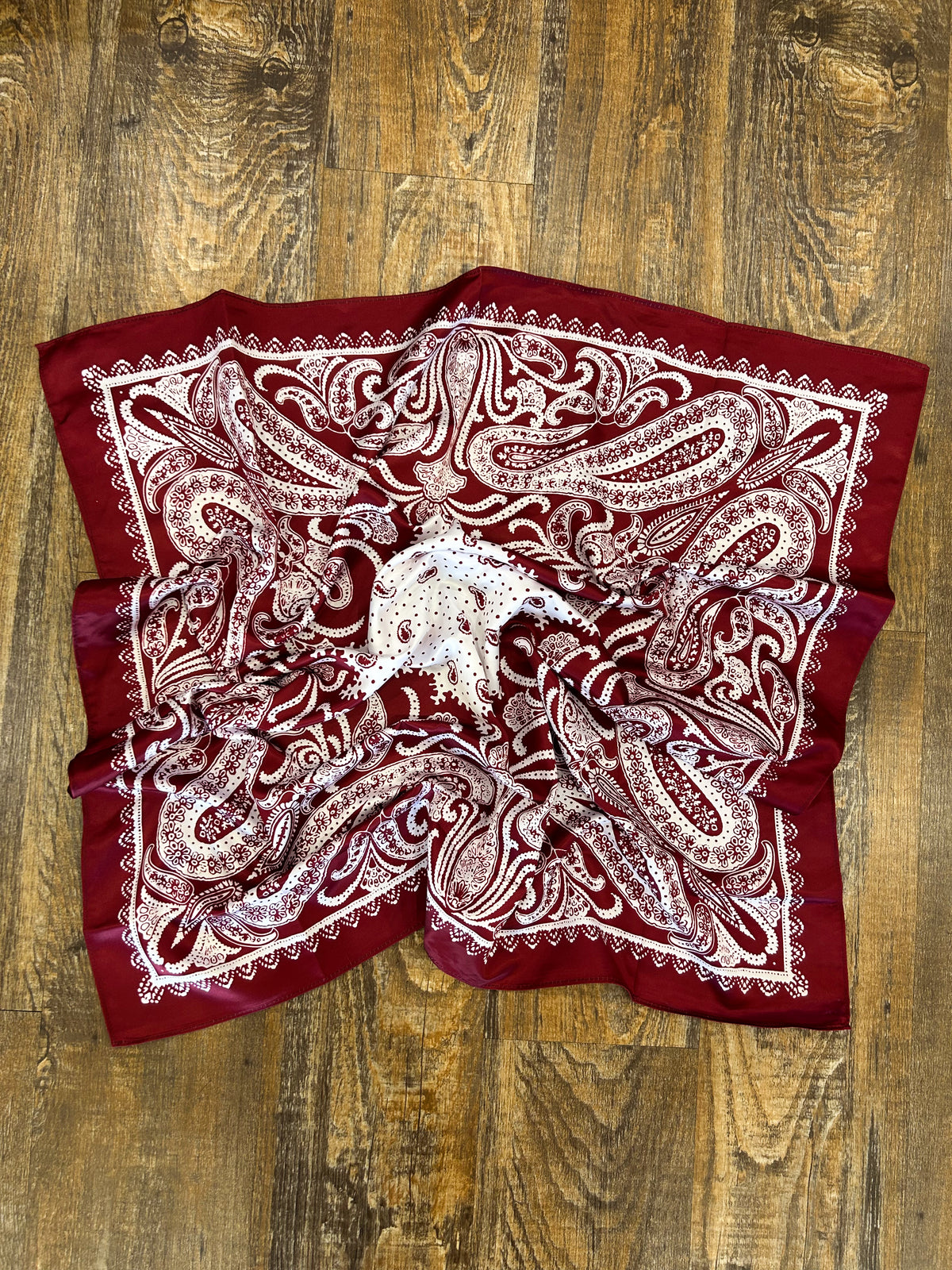 Dark Red Paisley Silk Bandana