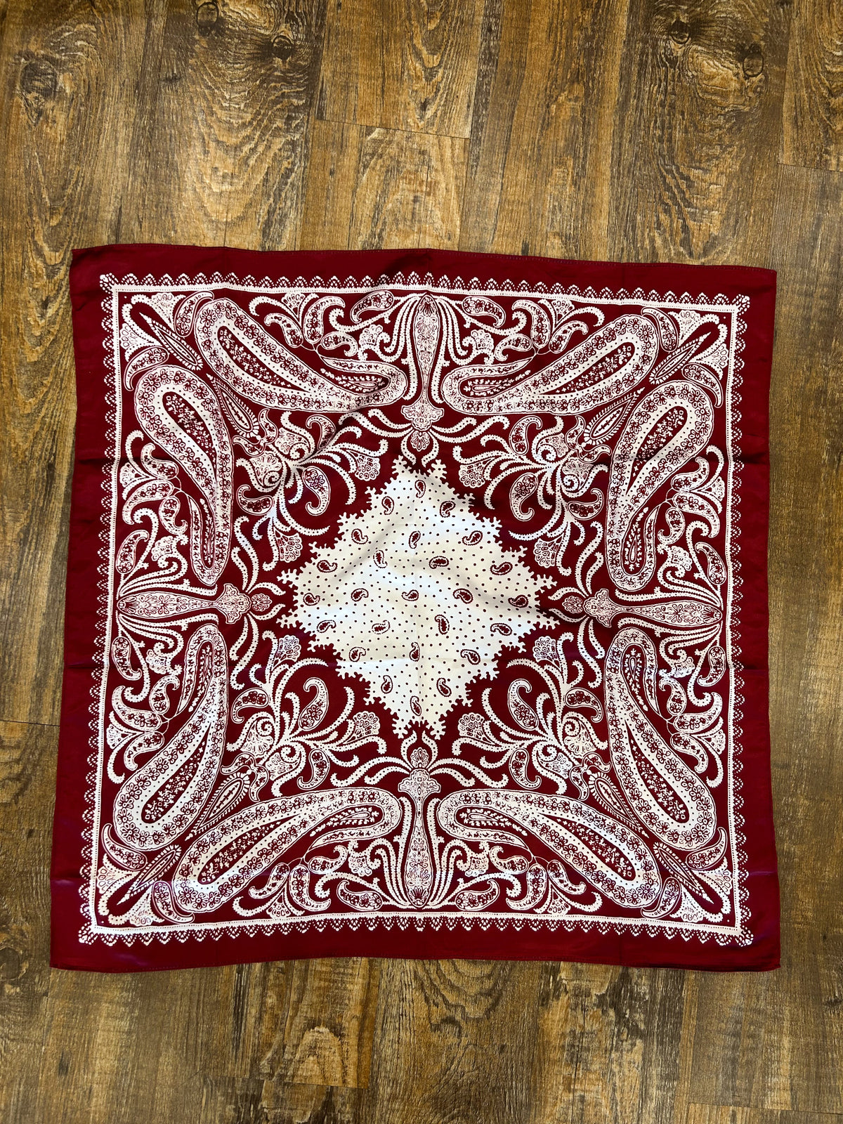 Dark Red Paisley Silk Bandana