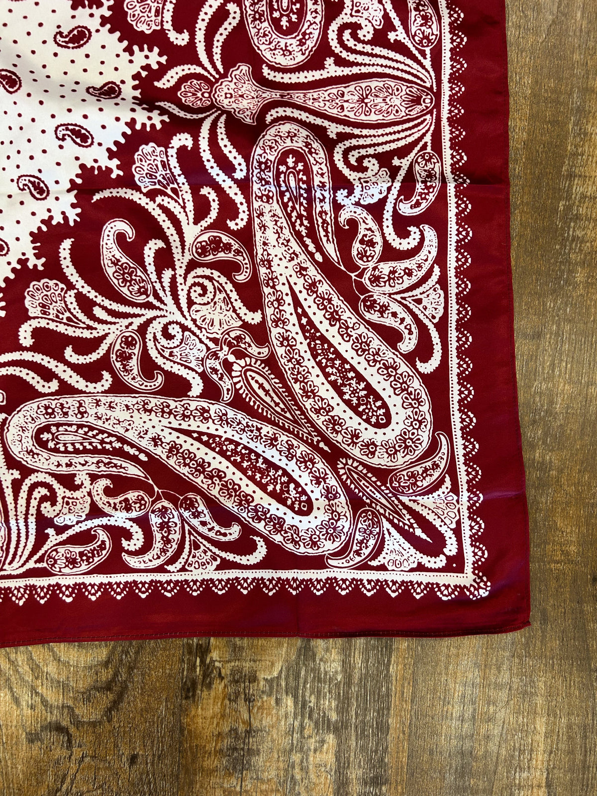 Dark Red Paisley Silk Bandana