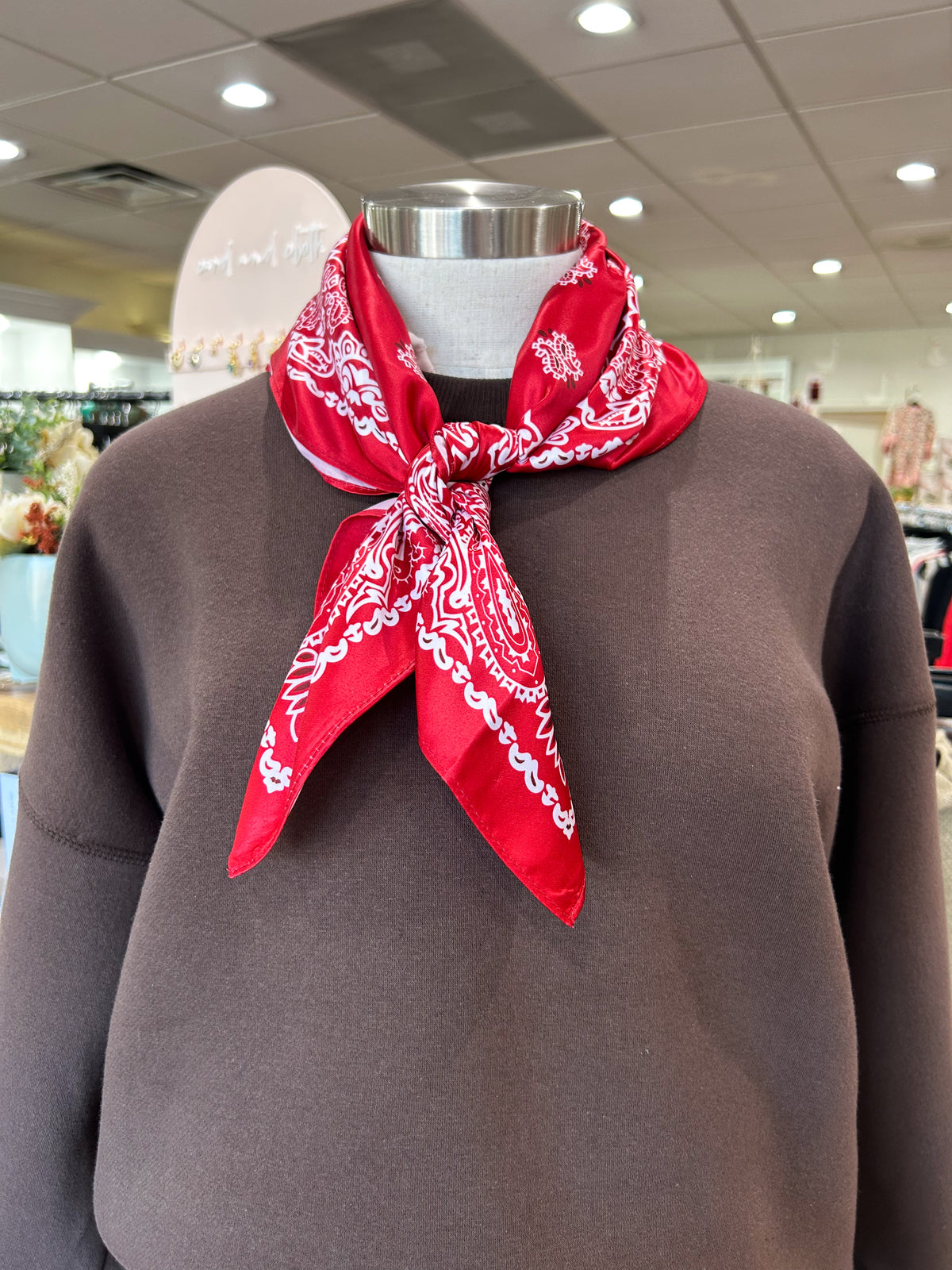 True Red Paisley Silk Bandana