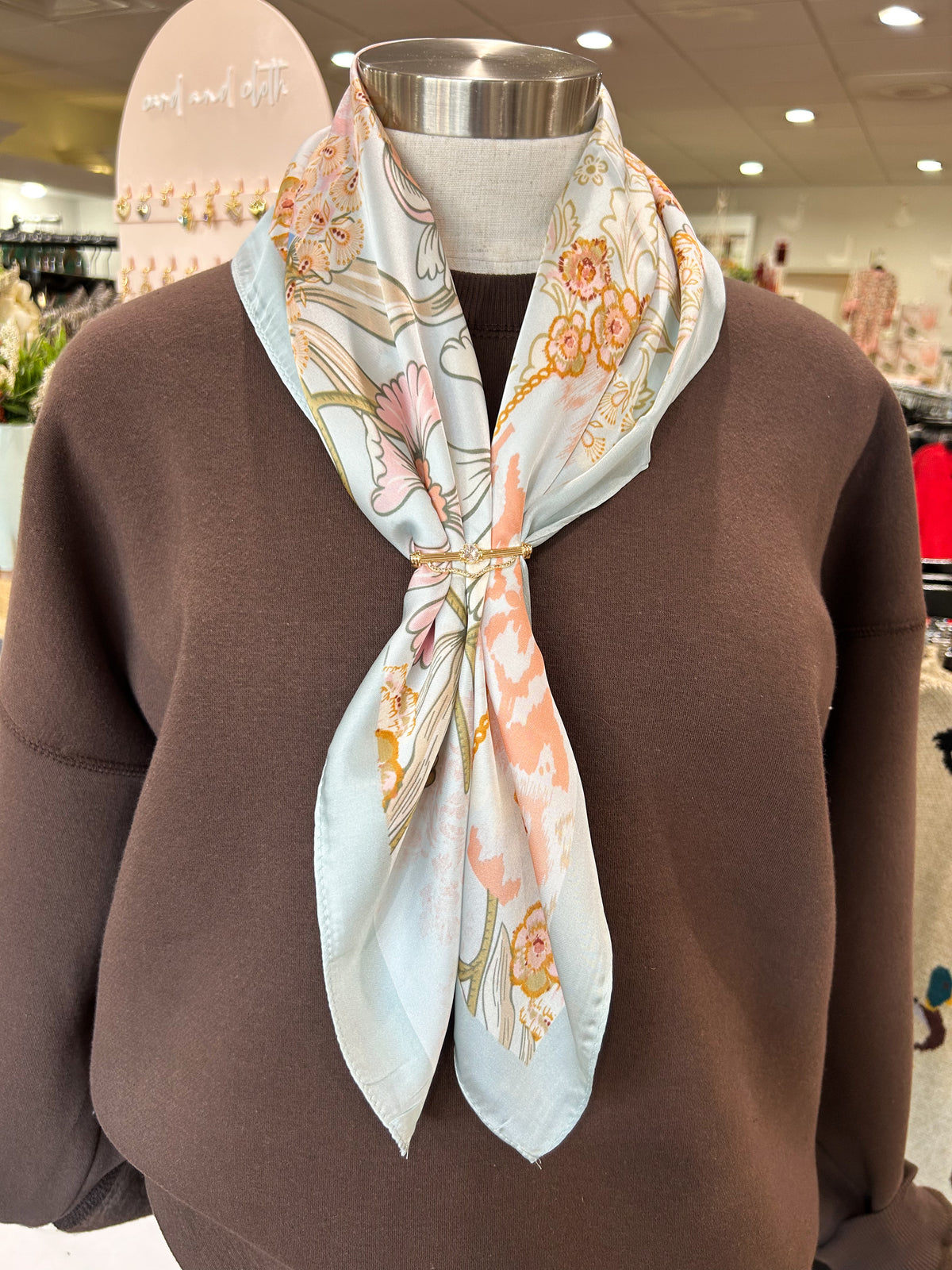 Baby Blue Floral Silk Bandana