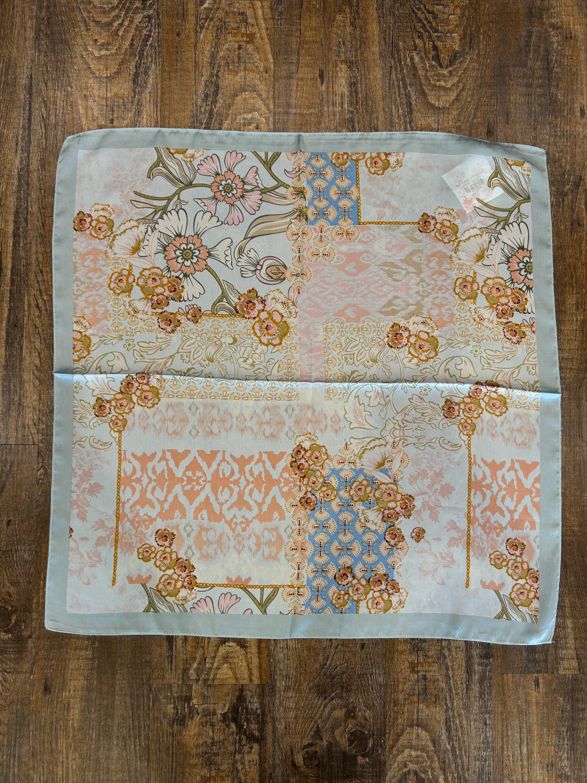 Baby Blue Floral Silk Bandana