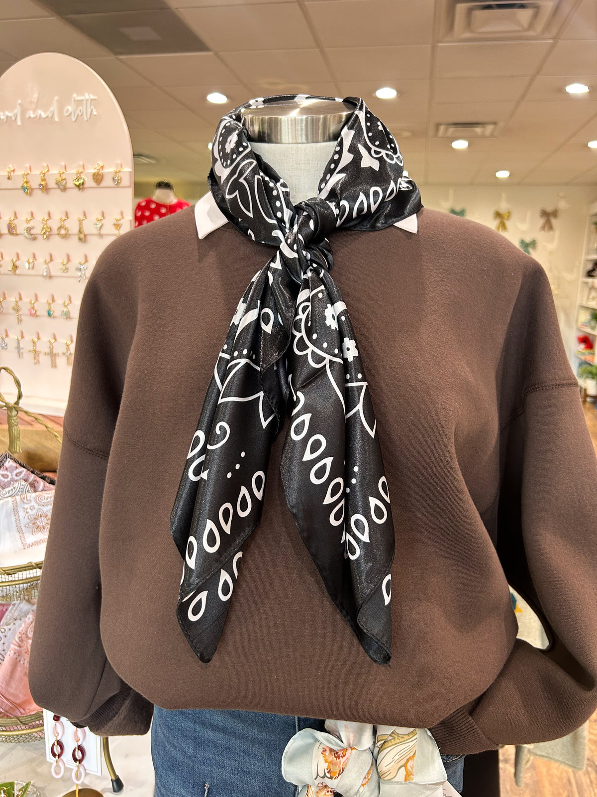 Large Black Bandana Scarf