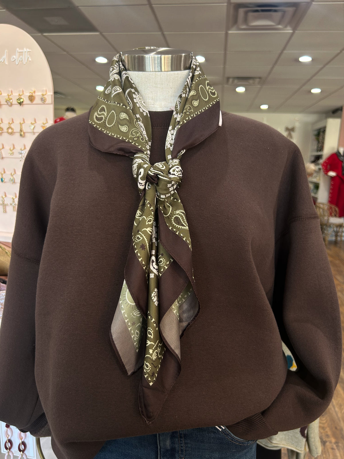 Large Olive Paisley Scarf
