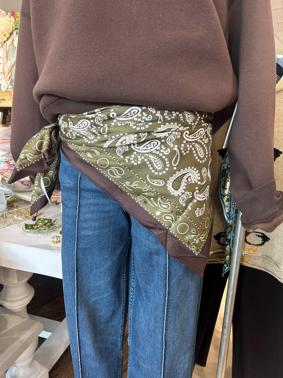 Large Olive Paisley Scarf