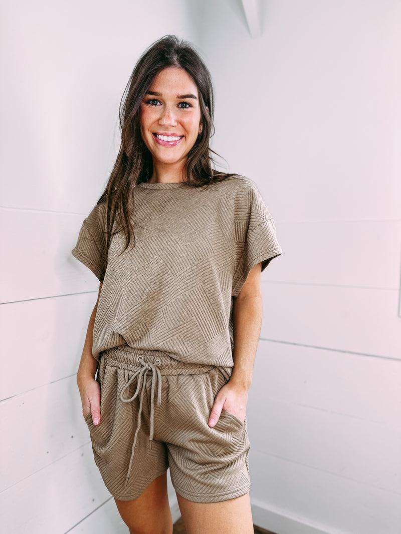 Claire Stitched Shorts - tan